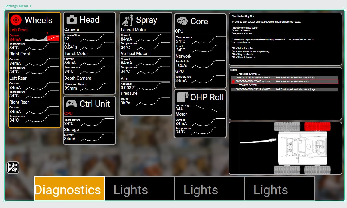 Selected screens from design development